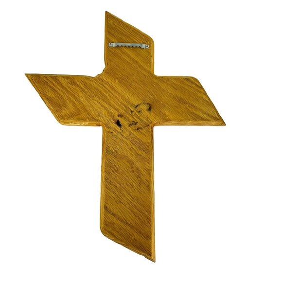Handmade Wood Inlayed Cross Crucifix Large Mission Wall Hanging u - Picture 2 of 4